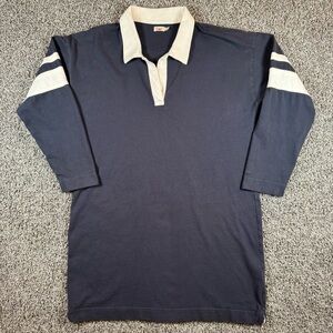 Faherty Women’s XL Navy Rugby Dress 3/4 Sleeve White Collar 100% Cotton